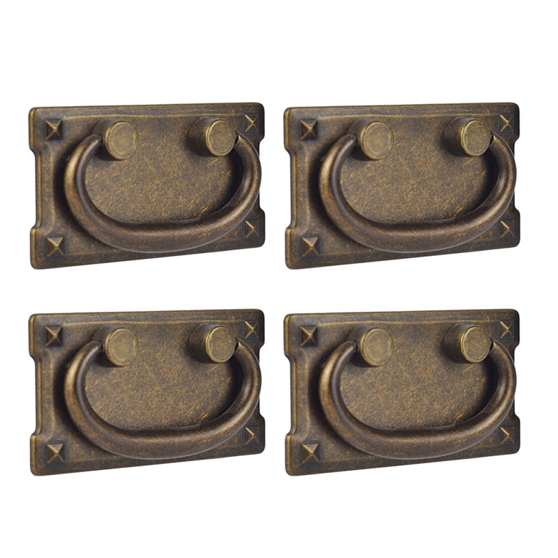 Furniture Hardware Latch - 4Pcs Vintage Antique Bronze Drawer Ring
