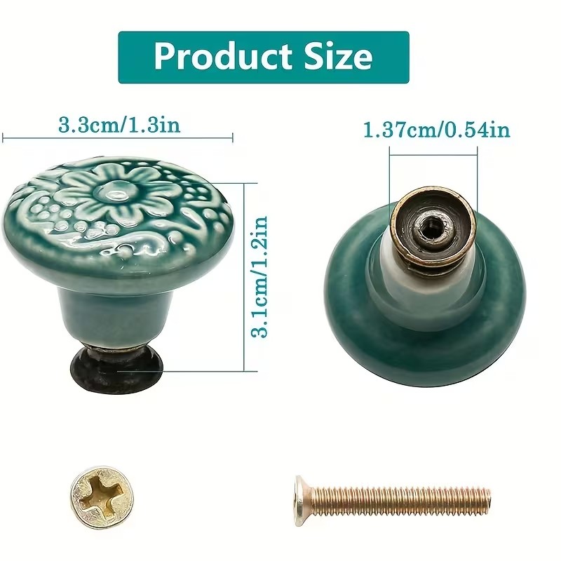 12pcs Ceramic Cabinet Knobs, F - Furniture Hardware Latch 评论和价格