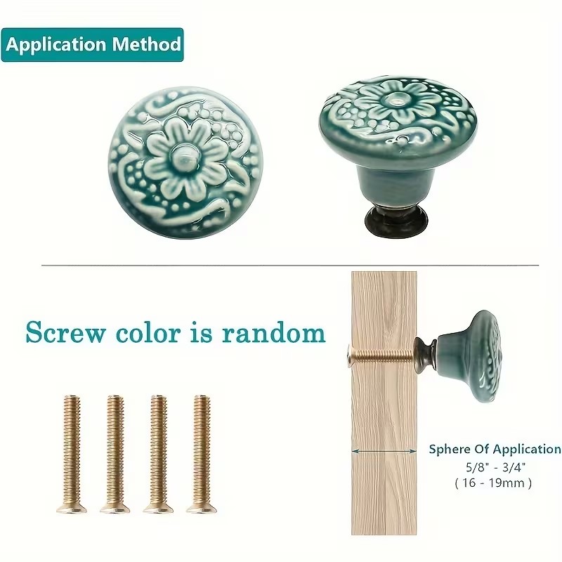 12pcs Ceramic Cabinet Knobs, F - Furniture Hardware Latch 评论和价格