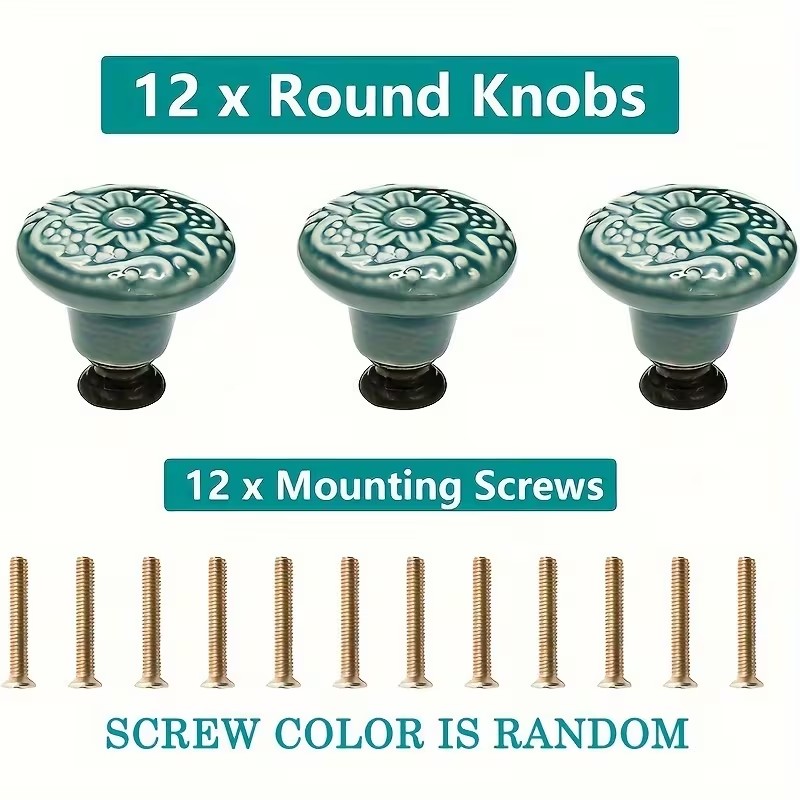 12pcs Ceramic Cabinet Knobs, F - Furniture Hardware Latch 评论和价格